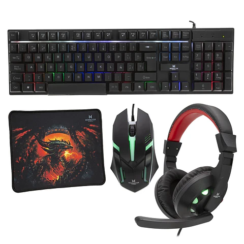 Combo Gamer Monster 4 En 1 Insertion