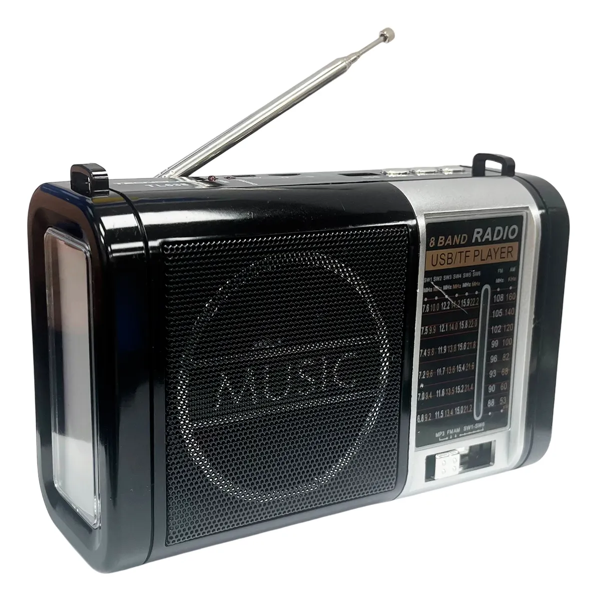 Radio Portátil 5W Recargable USB con Linterna Tecnolab TL638 Negro 3