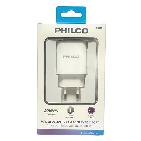 Cargador con USB-C 20W Philco QC615