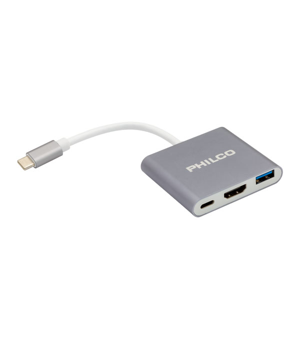 Adaptador HUB Tipo C 42178  A HDMI + USB 3.0  3 en 1 4K PHILCO  1