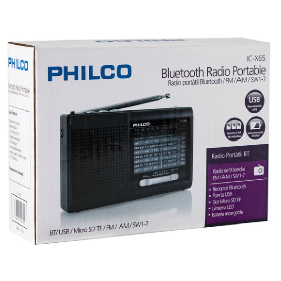 Radio Portátil BT FM IC-X65 PHILCO  3
