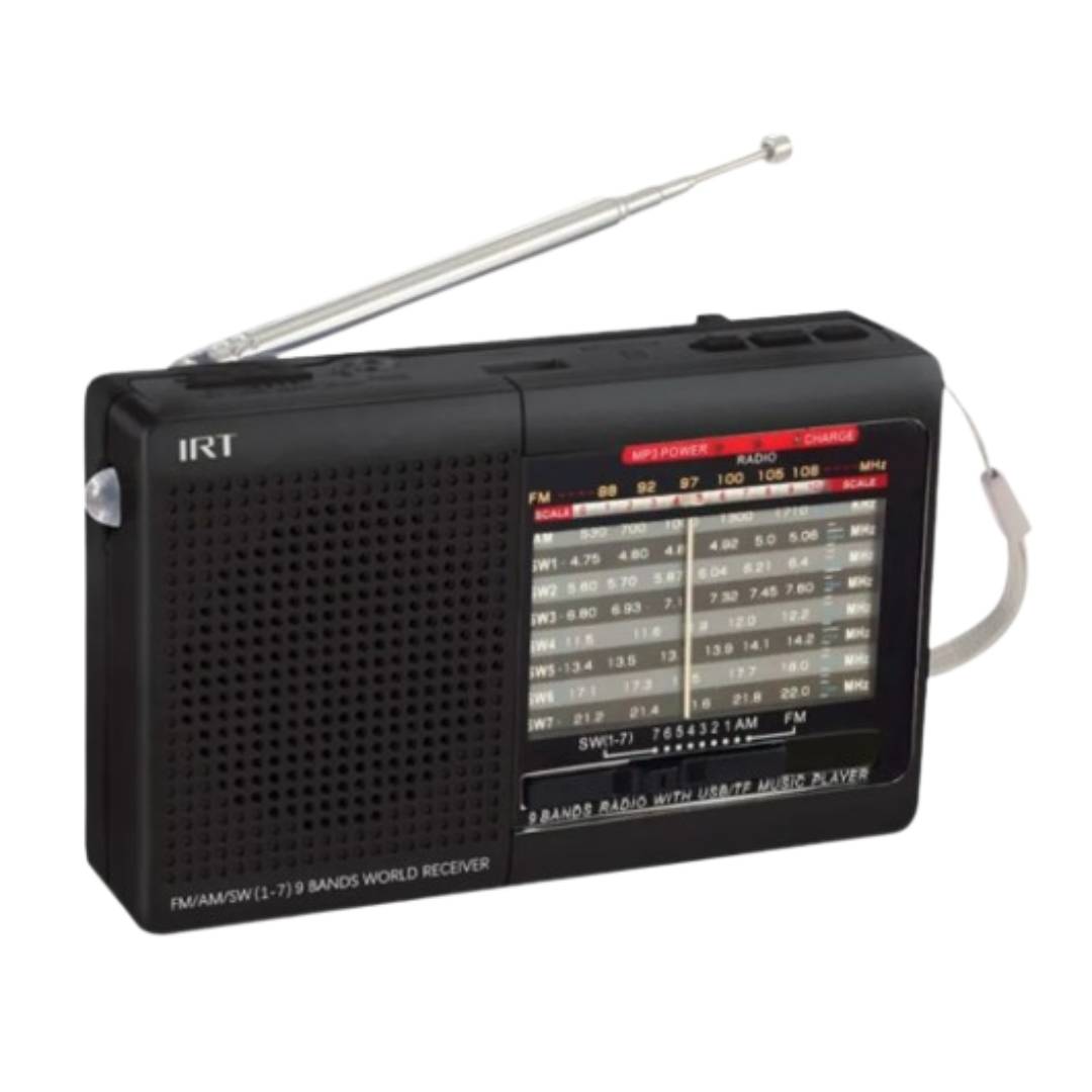 Radio Portátil AM/FM/7SW/USB IRT RP9B01N 1