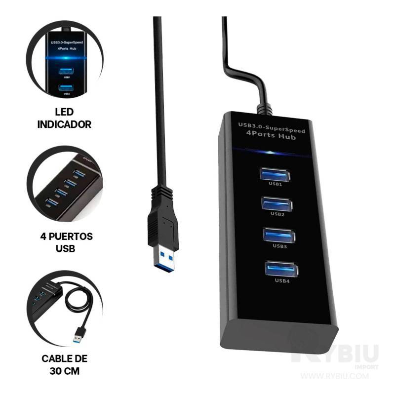 Hub 4 Puertos Usb 3.0 Welkonex 5