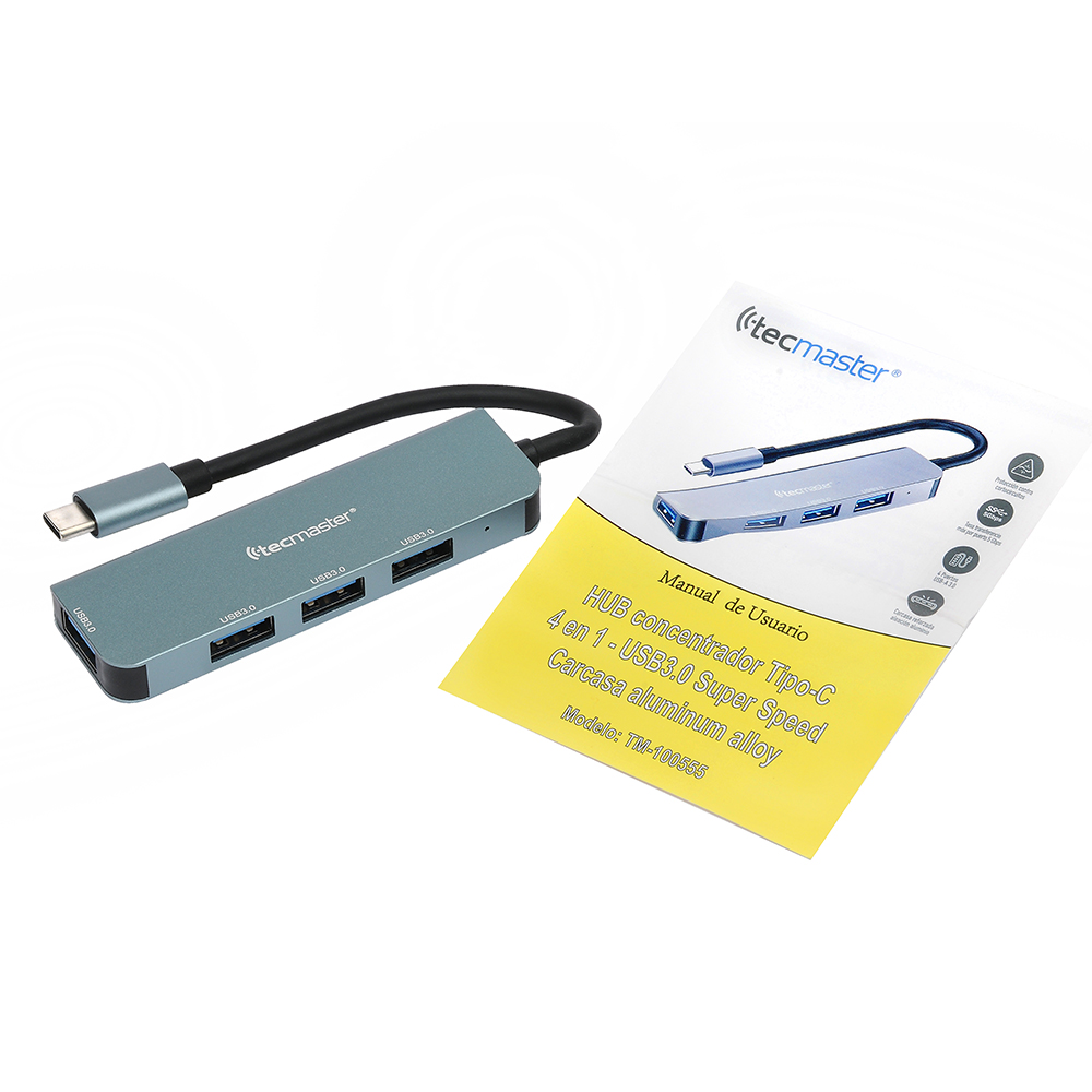 Hub Concentrador 4 EN 1, USB-A 3.0, Cable TIPO-C 4