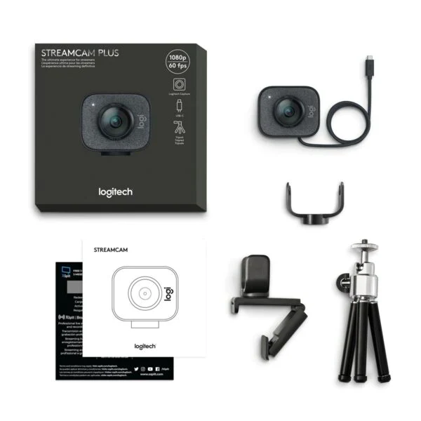cámara web logitech streamcam plus color negro 4