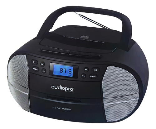 Radio Portátil Inalámbrico Bluetooth Pacific Color Reproductor Cassette Negro CD 1