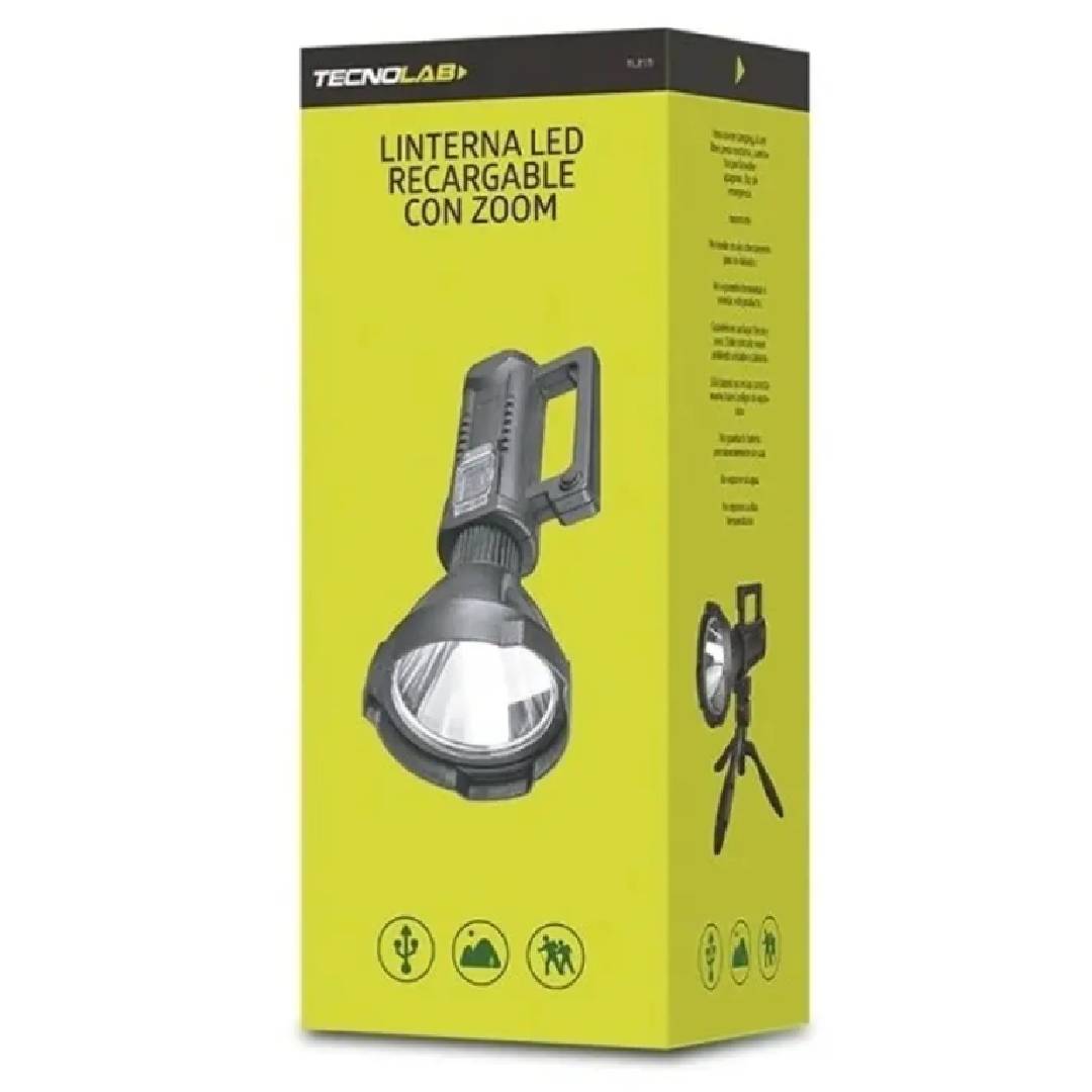 Linterna Led Largo Alcance Recargable USB/C con Trípode TECNOLAB 3