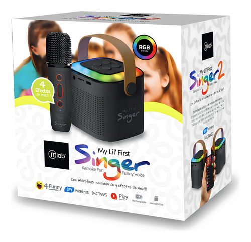 Parlantes Mlab Karaoke My Lil First Singer con Luz RGB Gris Oscuro 3