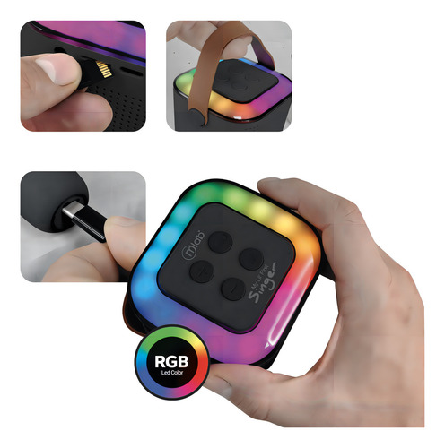 Parlantes Mlab Karaoke My Lil First Singer con Luz RGB Gris Oscuro 4