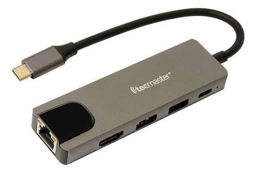 Hub Adaptador 5 En 1 Tecmaster Tm-100541 Usb-c Hdmi Rj45 Pd 2