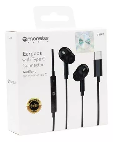 Audífono con Cable Monster C21BK Negro Tipo/c 2