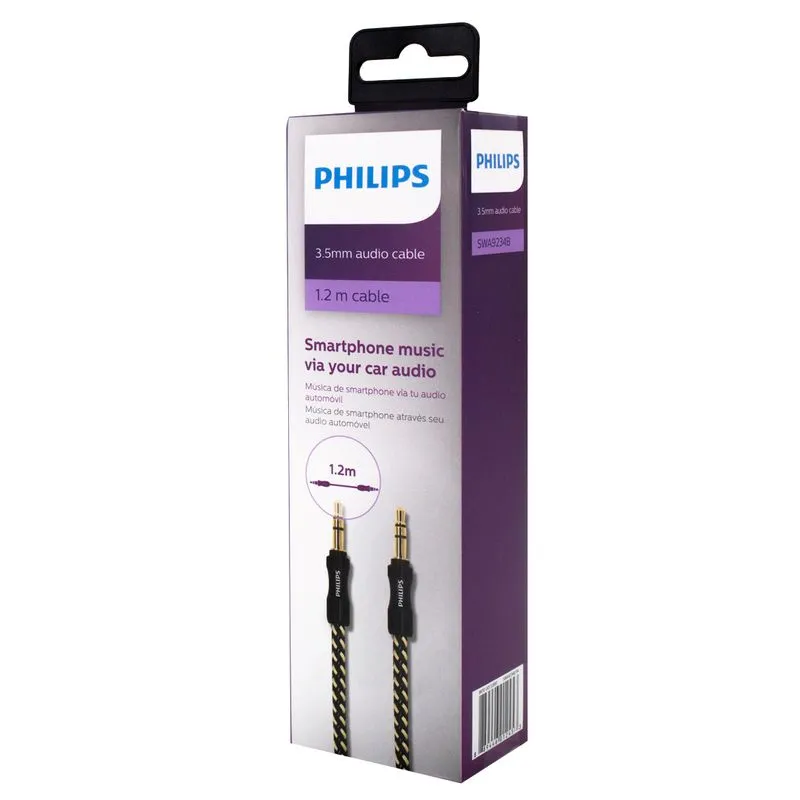 Cable Auxiliar Trenzado Negro SWA9234 Philips 2