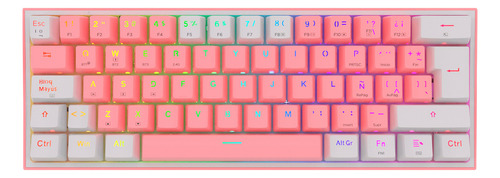 Teclado Redragon Fizz Pro K616-rgb Rosa/blanco Español Gamer Color Del Teclado Rosa Idioma Español Latinoamérica 1