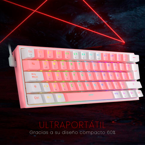 Teclado Redragon Fizz Pro K616-rgb Rosa/blanco Español Gamer Color Del Teclado Rosa Idioma Español Latinoamérica 4