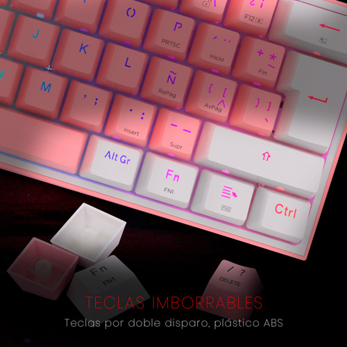 Teclado Redragon Fizz Pro K616-rgb Rosa/blanco Español Gamer Color Del Teclado Rosa Idioma Español Latinoamérica 5