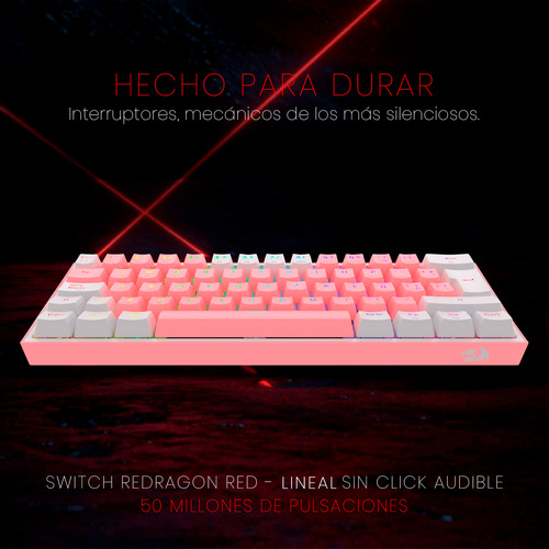 Teclado Redragon Fizz Pro K616-rgb Rosa/blanco Español Gamer Color Del Teclado Rosa Idioma Español Latinoamérica 6