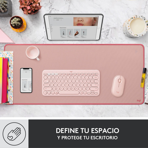 Padmouse Logitech Desk Mat Rose 70X30CM Rosa Studio 2