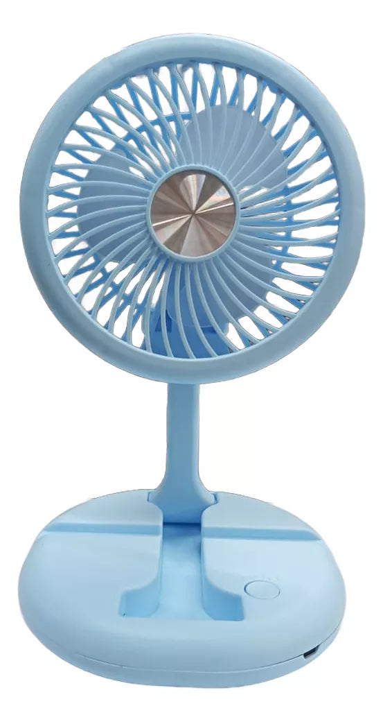 Ventilador Plegable Recargable Usb Portátil Celeste Tecnolab 1