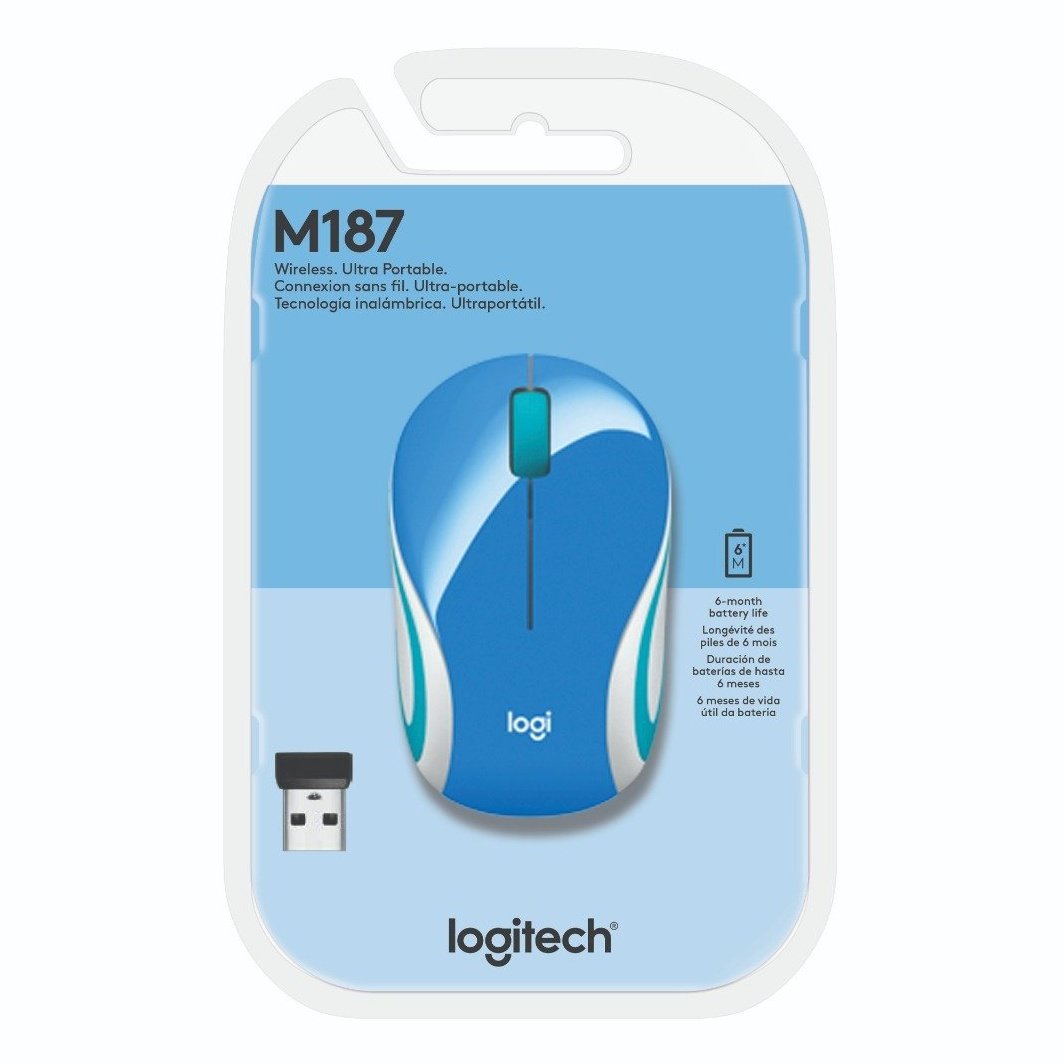 Mouse Inalámbrico Logitech M187 Blue Mini 4