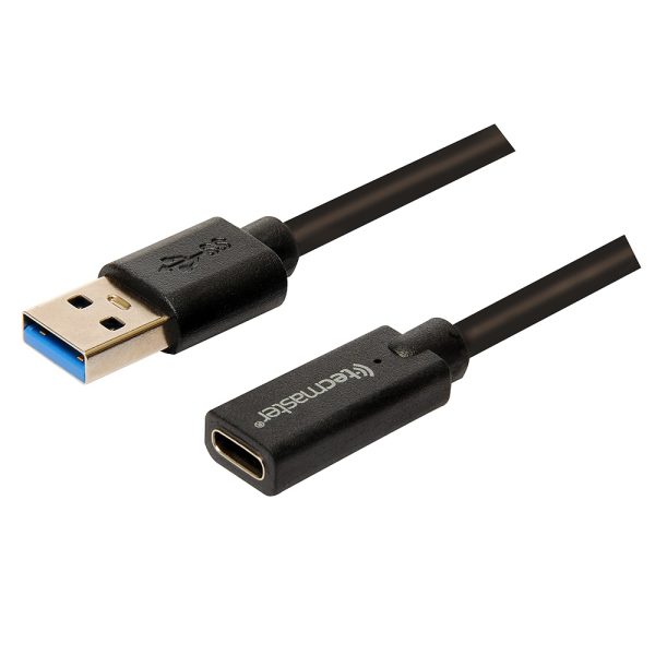 TECMASTER CABLE OTG 1.5 MTRS-USB 3.0 MACHO A TYPE-C HEMBRA-5GBPS, NEGRO 1