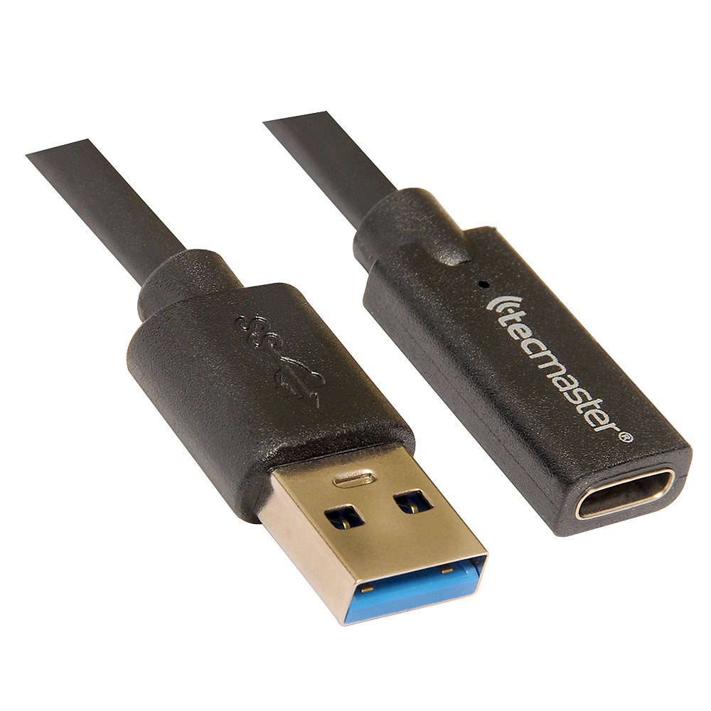TECMASTER CABLE OTG 1.5 MTRS-USB 3.0 MACHO A TYPE-C HEMBRA-5GBPS, NEGRO 4