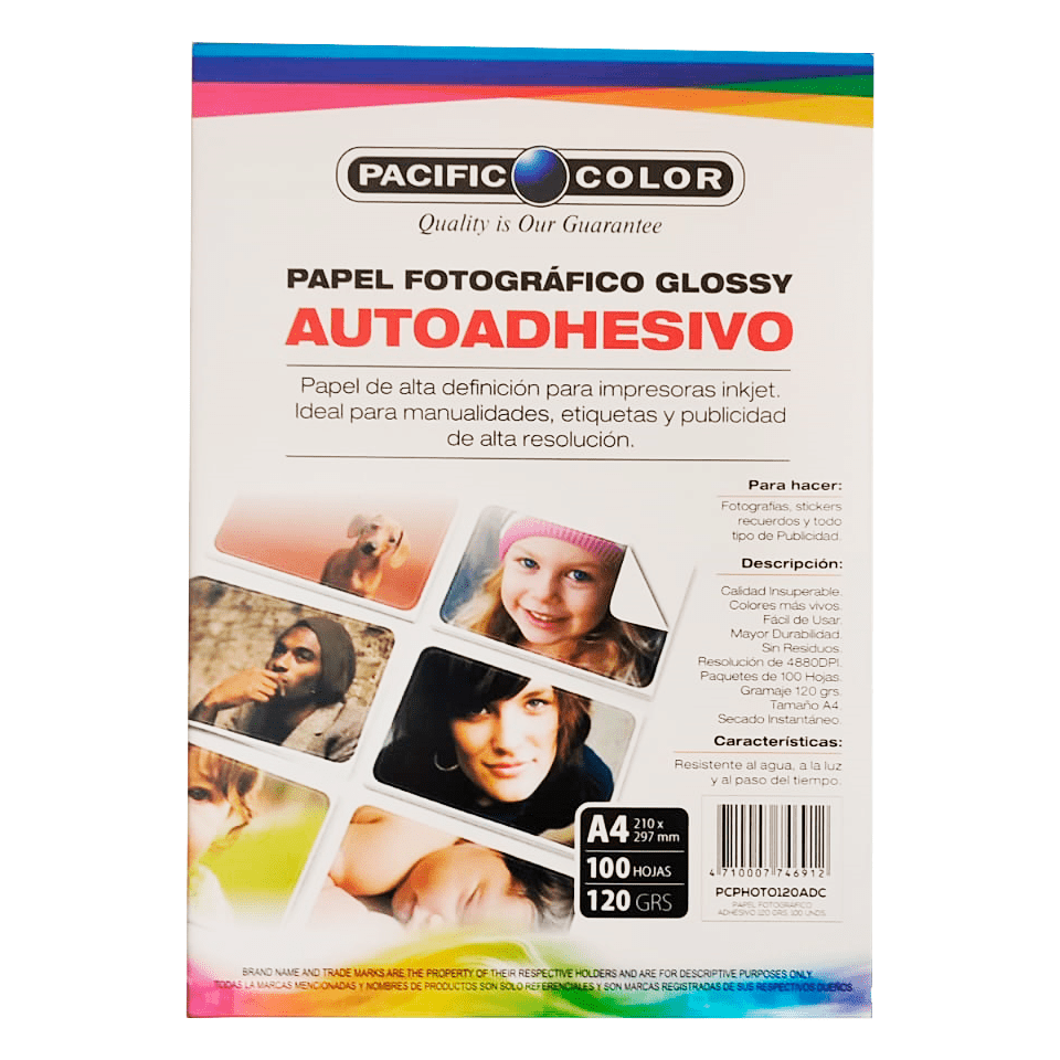 Papel Glossy 120Grs  100 Unidades Adhesivo Pcphoto120Adc 1