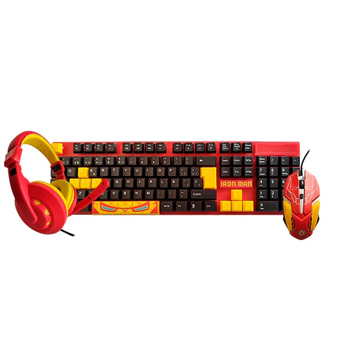 Kit 3 En 1 Marvel Iron Man, Mouse + Teclado + Audífonos