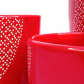 Set De 3 Maceteros Rojos Con Diseños De Ondas Blancas - Miniatura 2