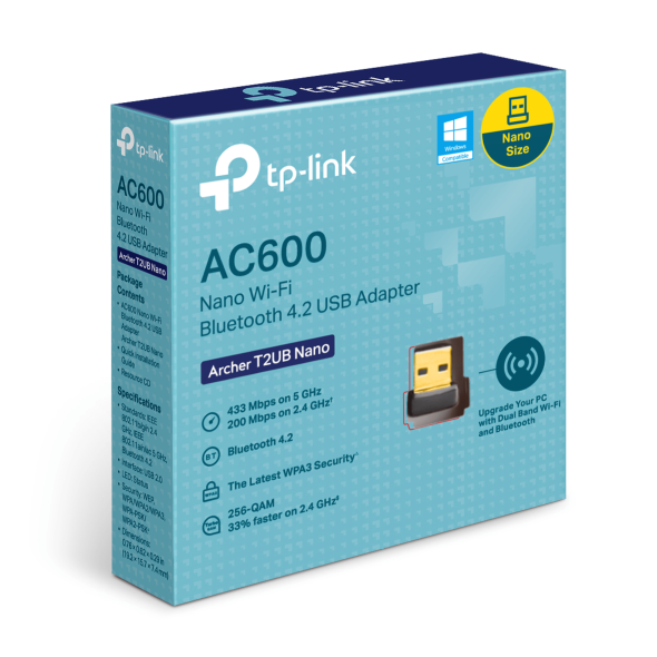 Adaptador Usb Ac600 Nano Wi-Fi Bluetooth 4.2 3