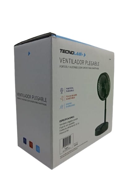 Ventilador Tecnolab Verde Plegable USB de Escritorio 6