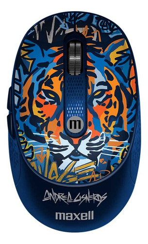 Mouse Inalámbrico Maxell Diseño Wild 4000dpi Usb/usb-c Tigre Azul 1