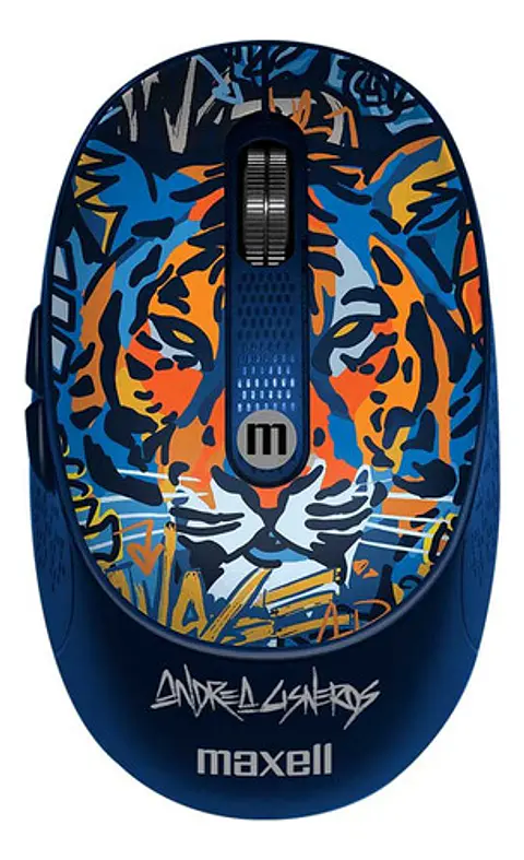 Mouse Inalámbrico Maxell Diseño Wild 4000dpi Usb/usb-c Tigre Azul