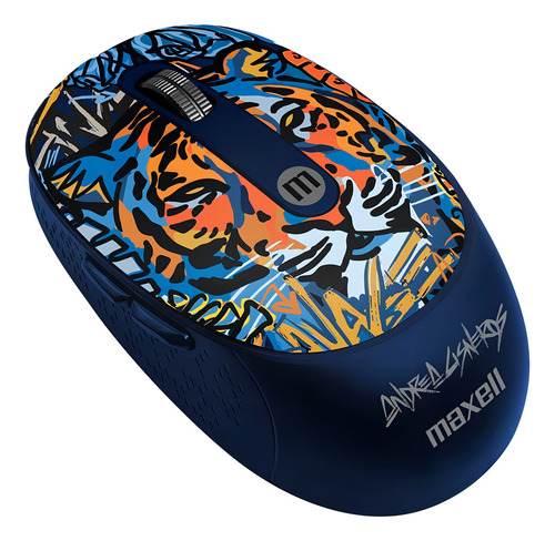 Mouse Inalámbrico Maxell Diseño Wild 4000dpi Usb/usb-c Tigre Azul 2