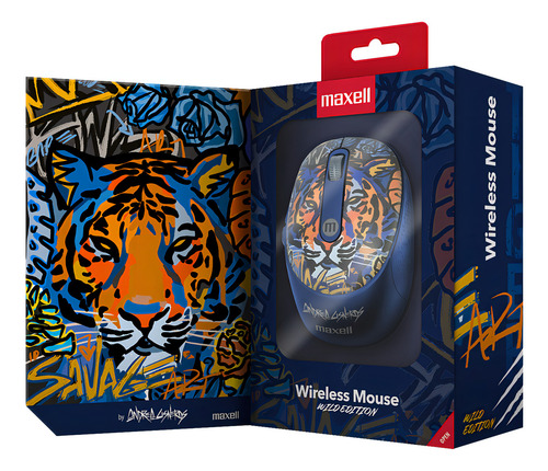 Mouse Inalámbrico Maxell Diseño Wild 4000dpi Usb/usb-c Tigre Azul 3
