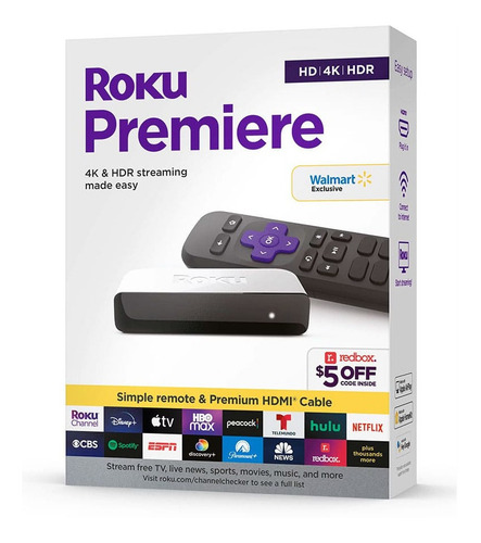 Roku Premiere 4k Hdr Convertidor A Smart Tv Color Negro Tipo De Control Remoto Estándar 1