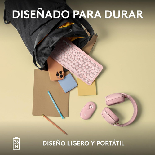 Teclado Bluetooth Logitech Pebble Keys 2 K380s Qwerty Teclado Rosado Idioma Español 8