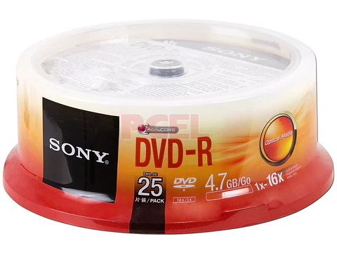 PACK 25 UNIDADES DVD-R 4.7GB 16X120 MIN  SONY