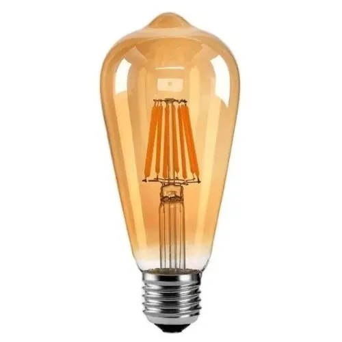 Ampolleta Deco ST64 8w Ámbar 2500k Filament Led E27 Wellmax 1