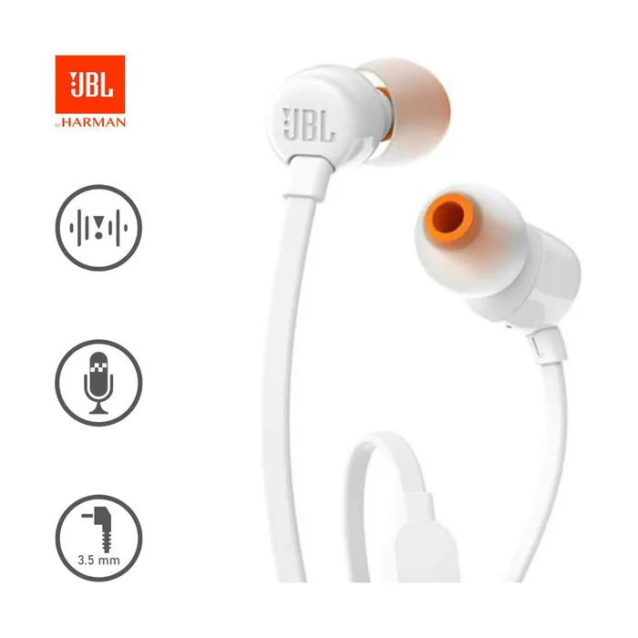 Audífonos Jbl Tune T110 Con Micrófono Conector 3.5Mm Blanco 2