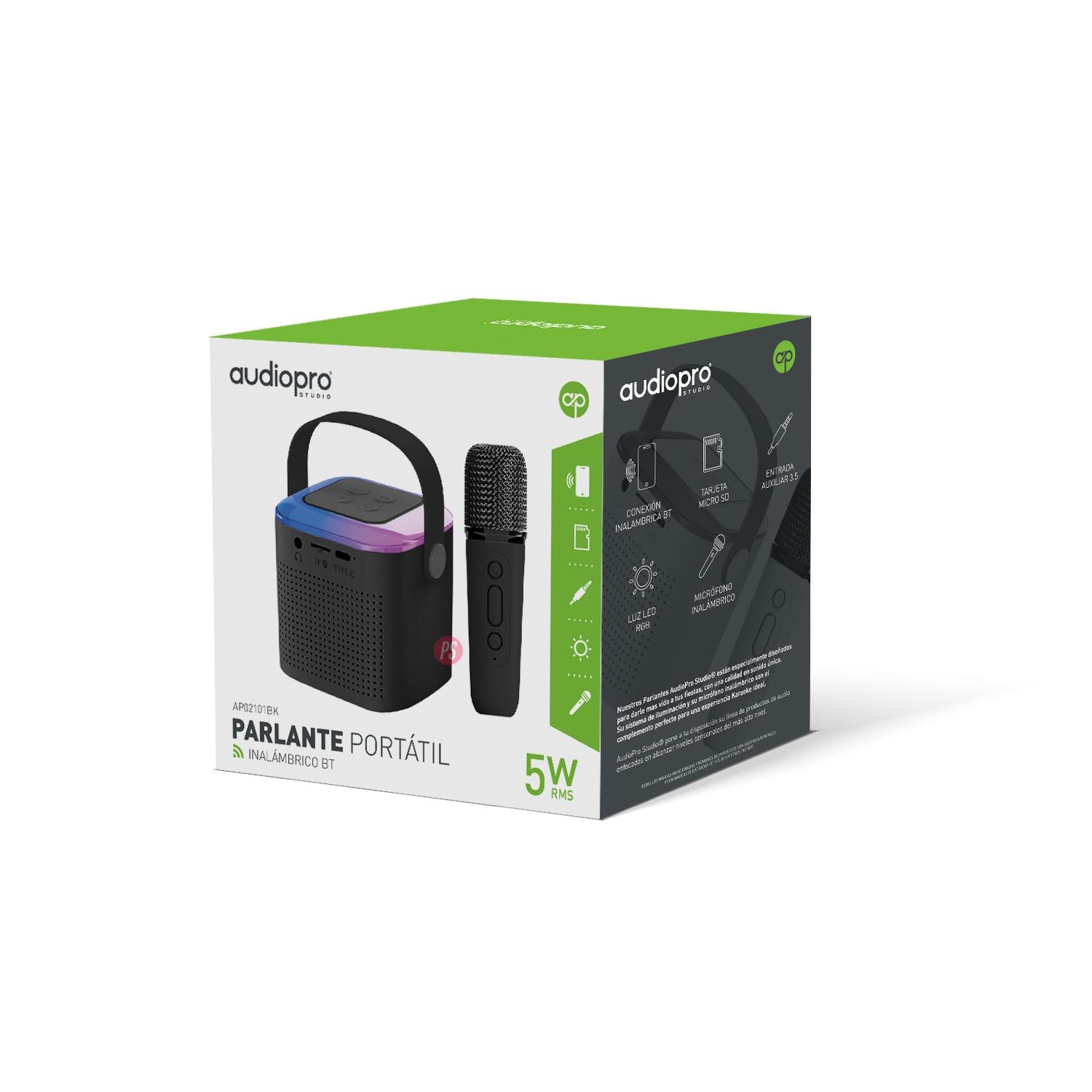 Parlante Karaoke Portátil Bluetooth Negro Audiopro Ap02101 2