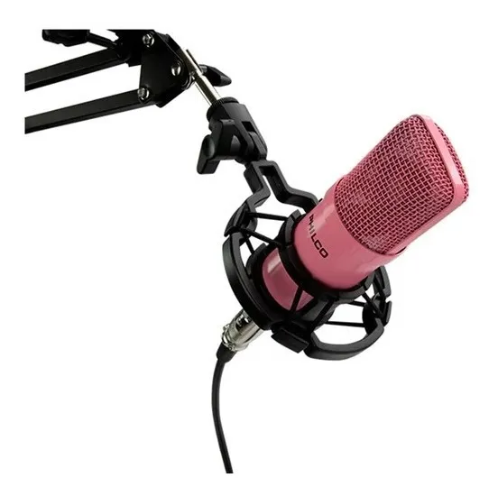 Kit Studio Micrófono C Soporte Antipop Stand Philco Rosa 1