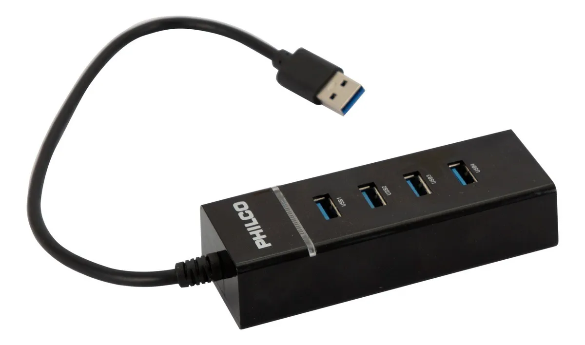Hub Usb 3.0 4 Puertos Con Luz Philco Hb30n Negro  3