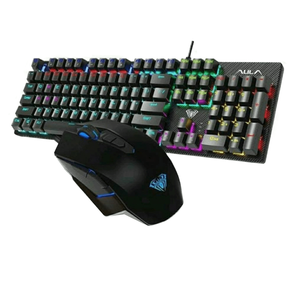 Combo Teclado Mecánico Rgb Y Mouse 7 Botones T640 Aula 1