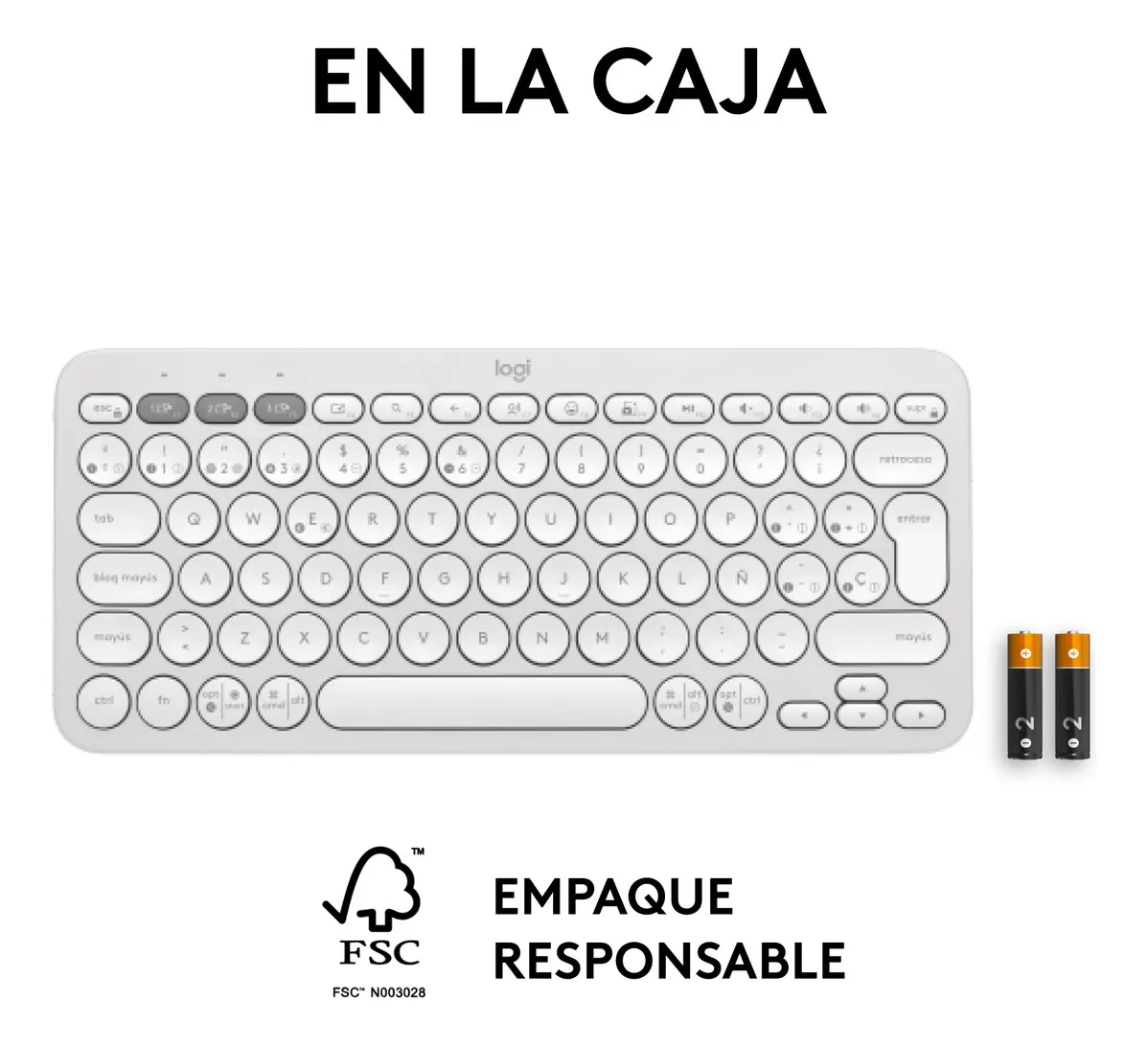 Teclado Logitech Pebble 2 K380s Blanco Español Idioma Español Latinoamérica 2