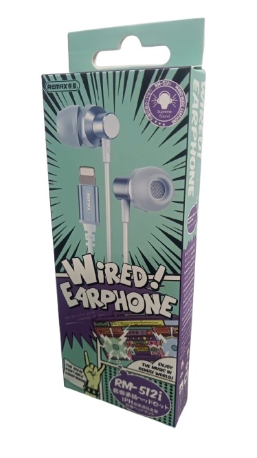 Audífono con Cable Lightning RM-512I Blue Remax 2
