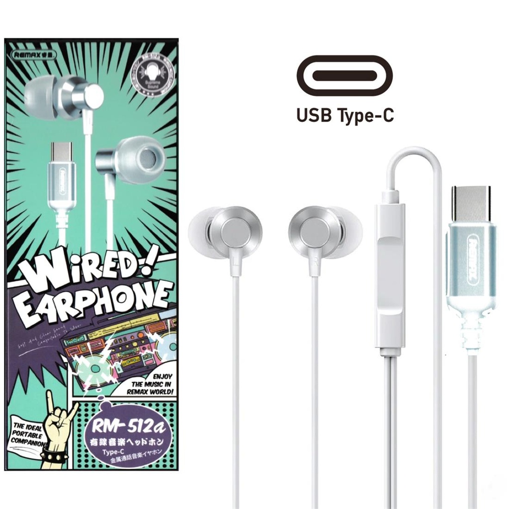 AUDIFONO CON CABLE TIIPO/C  RM-512A BLUE  REMAX  3