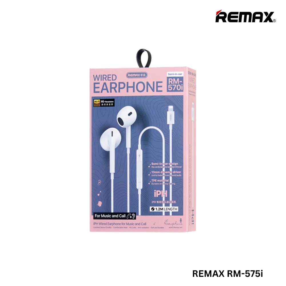 Audífono con Cable RM-570I Lightning White REMAX  2