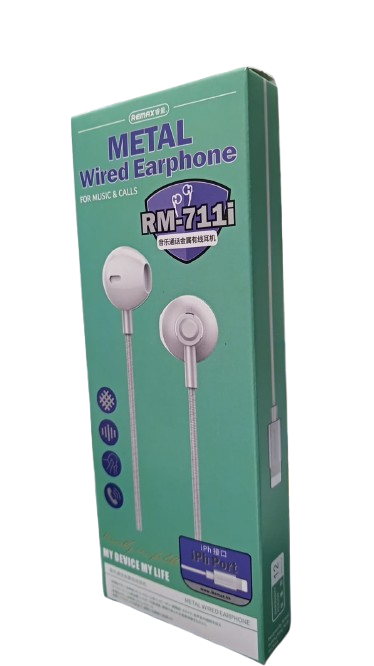 Audífono con cable lightning rm-711i metal silver Remax  4