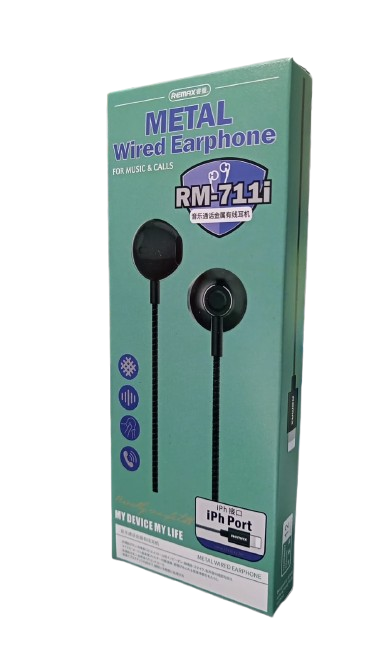 Audífono con Cable Lihtning RM-711I Metal Black Remax 4