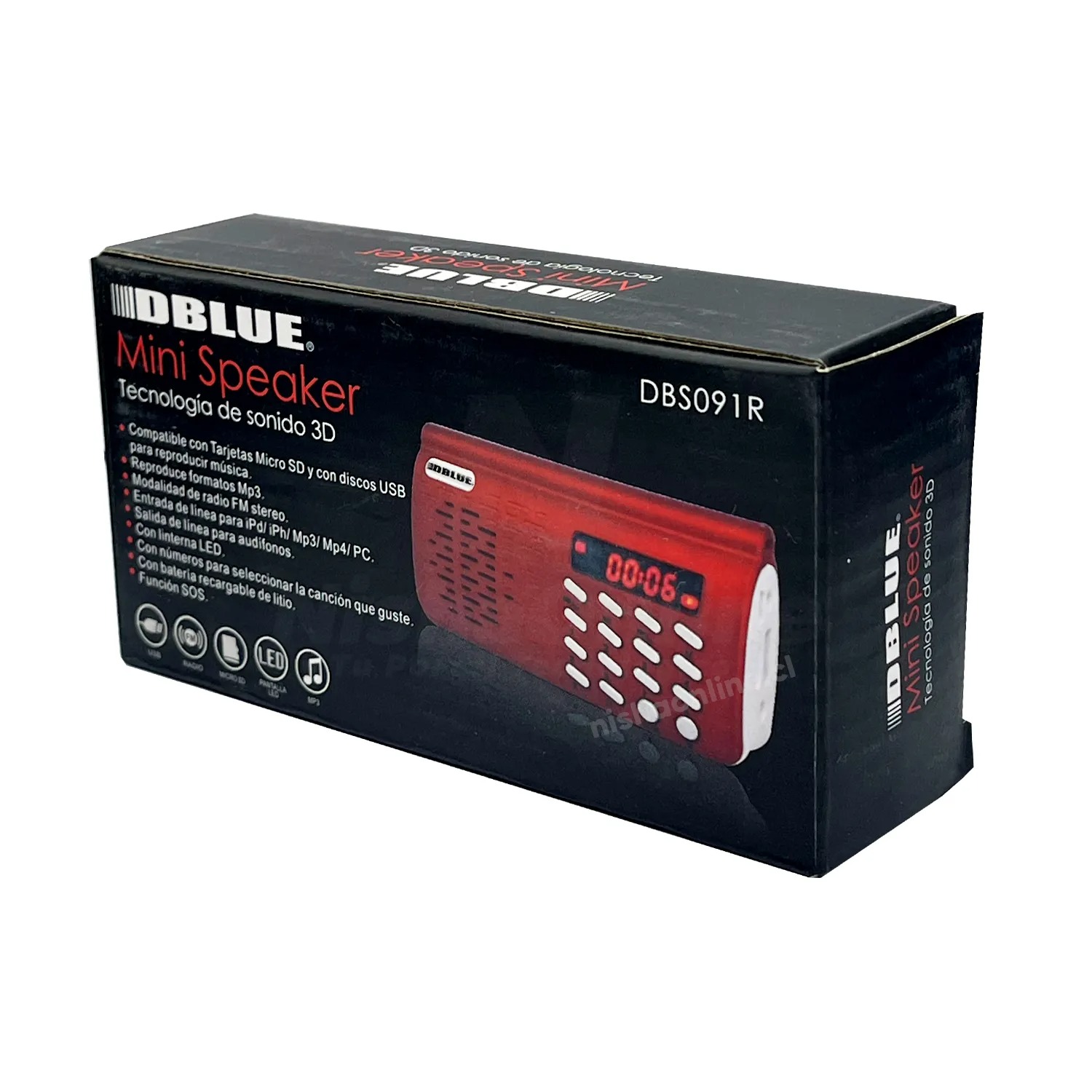 RADIO MINI SPEAKER DBS091 RED DBLUE 2